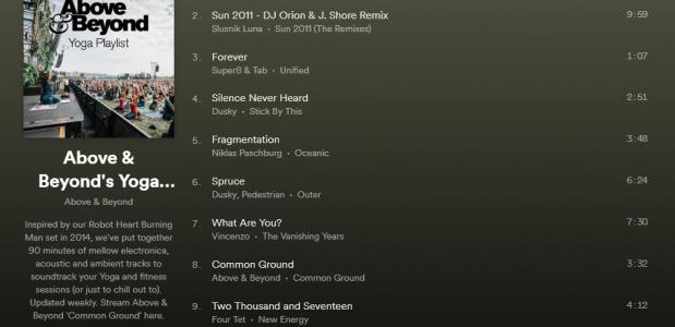 yoga, afspeellijsten, muziek, spotify