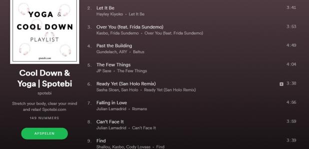 yoga, afspeellijsten, muziek, spotify