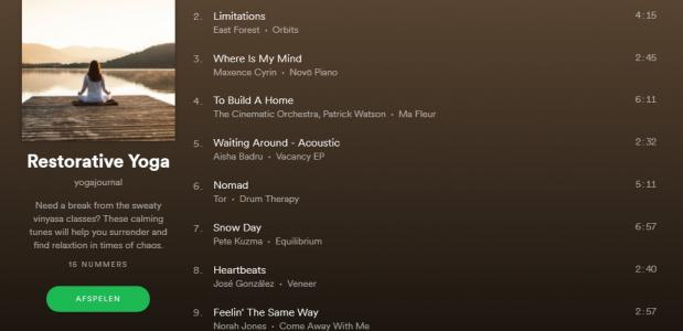yoga, afspeellijsten, muziek, spotify
