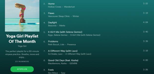 yoga, afspeellijsten, muziek, spotify