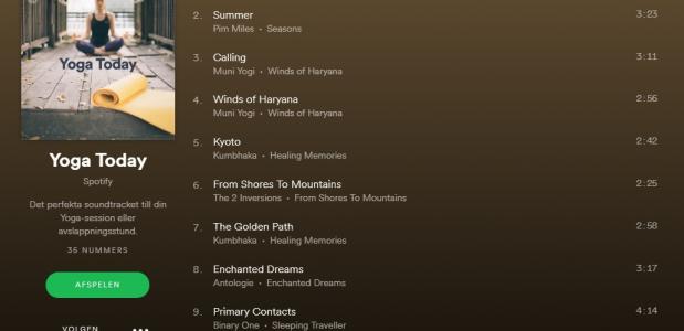 yoga, afspeellijsten, muziek, spotify