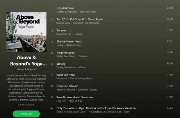 yoga, afspeellijsten, muziek, spotify