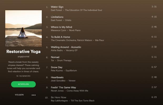 yoga, afspeellijsten, muziek, spotify